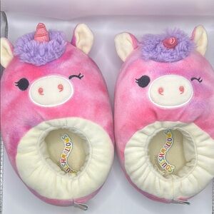 Squishmallows Girls Pink Unicorn Plush Slippers Size Medium 13/1